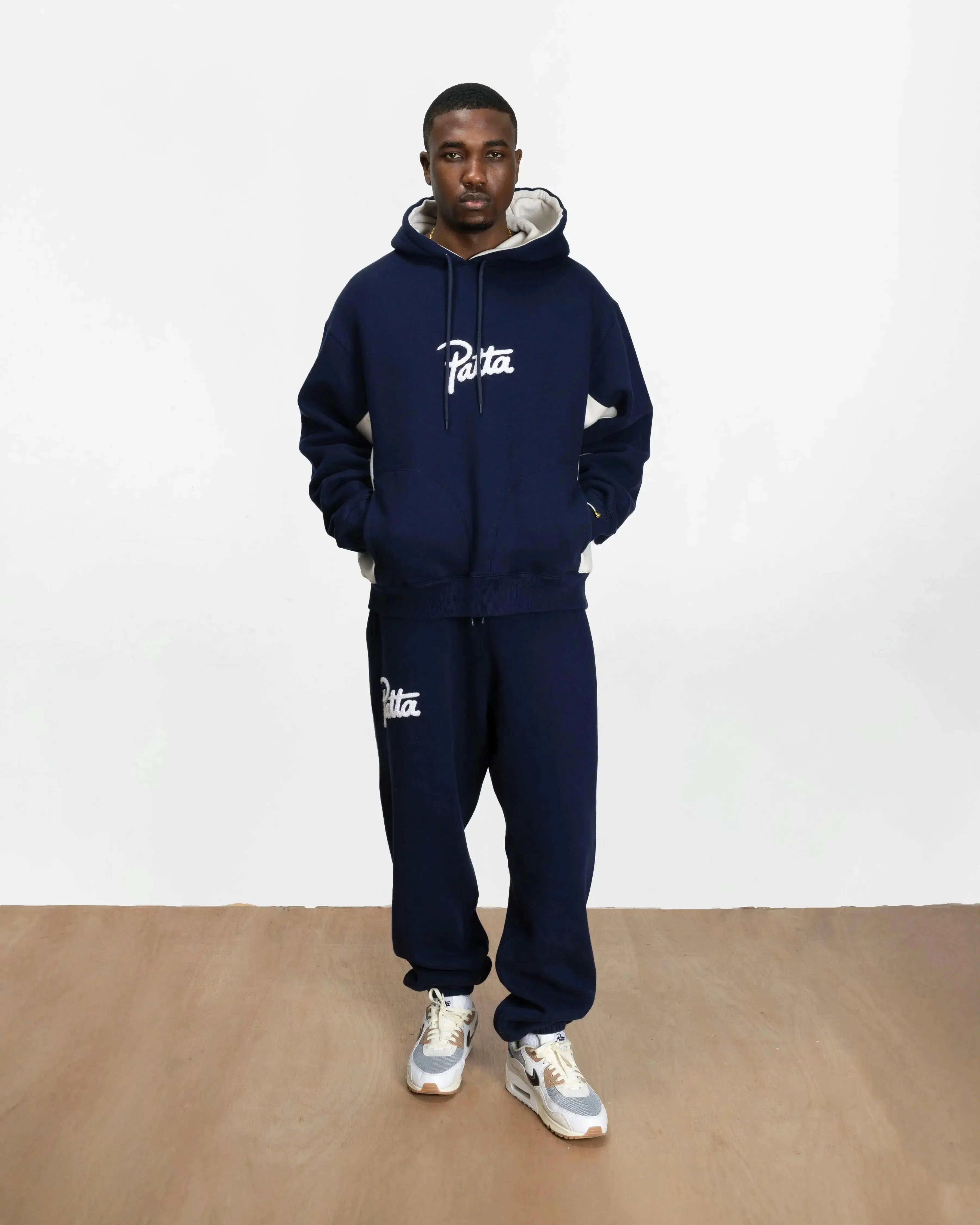 Patta Chenille Logo Hooded Sweater (Black Iris) - Image 4