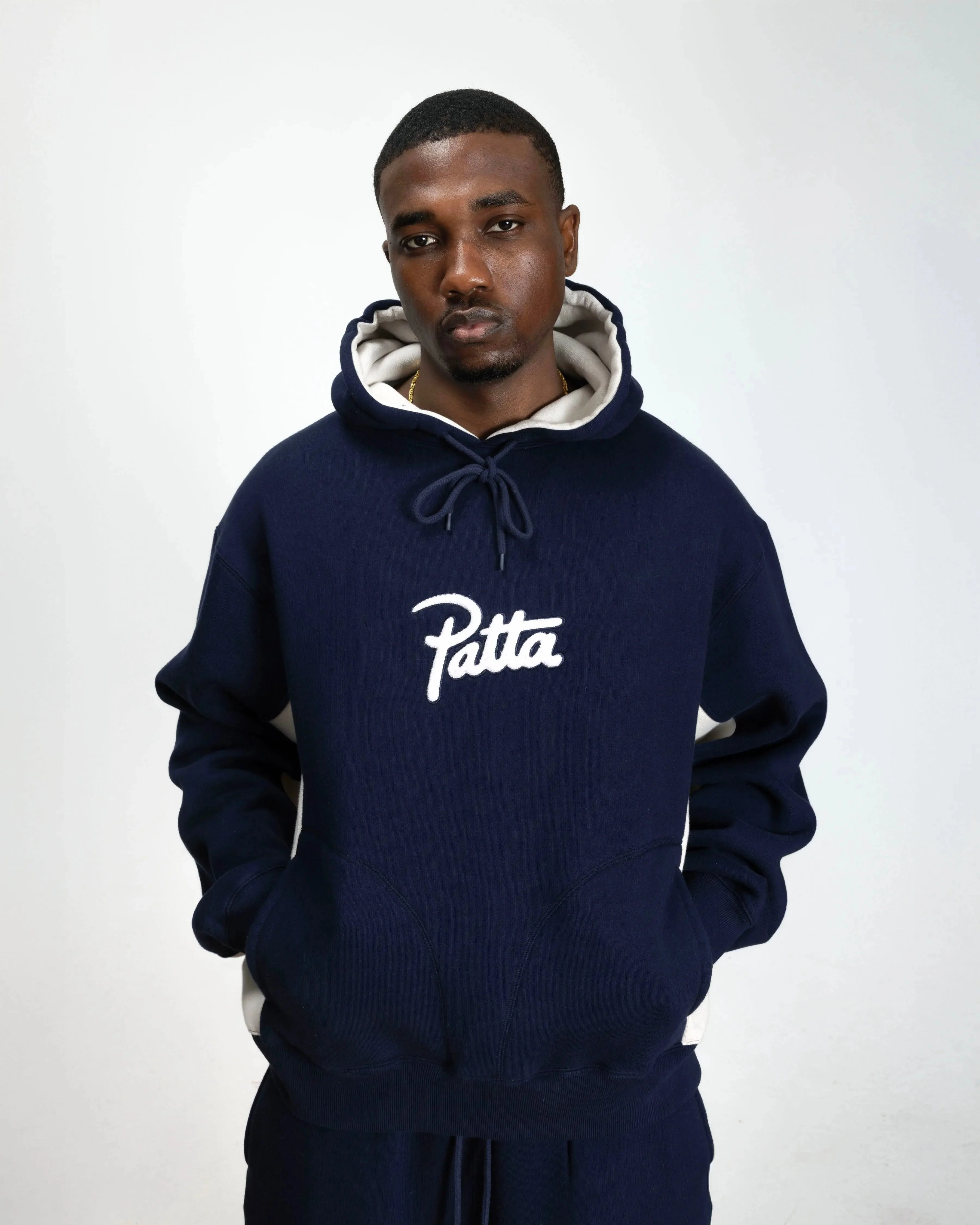 Patta Chenille Logo Hooded Sweater (Black Iris) - Image 6