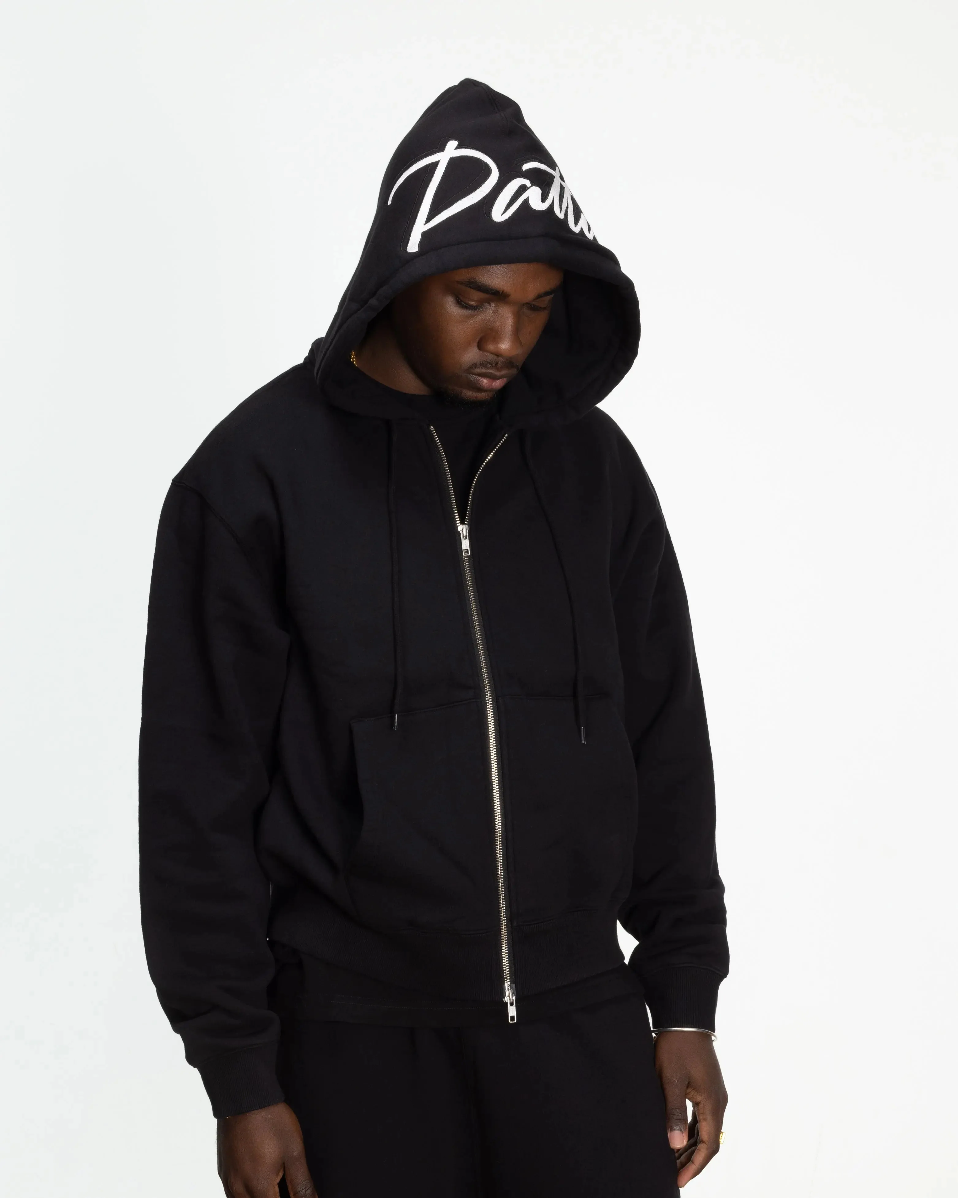 Patta Embro Classic Zip Up Hooded Sweater (Black) - Image 3