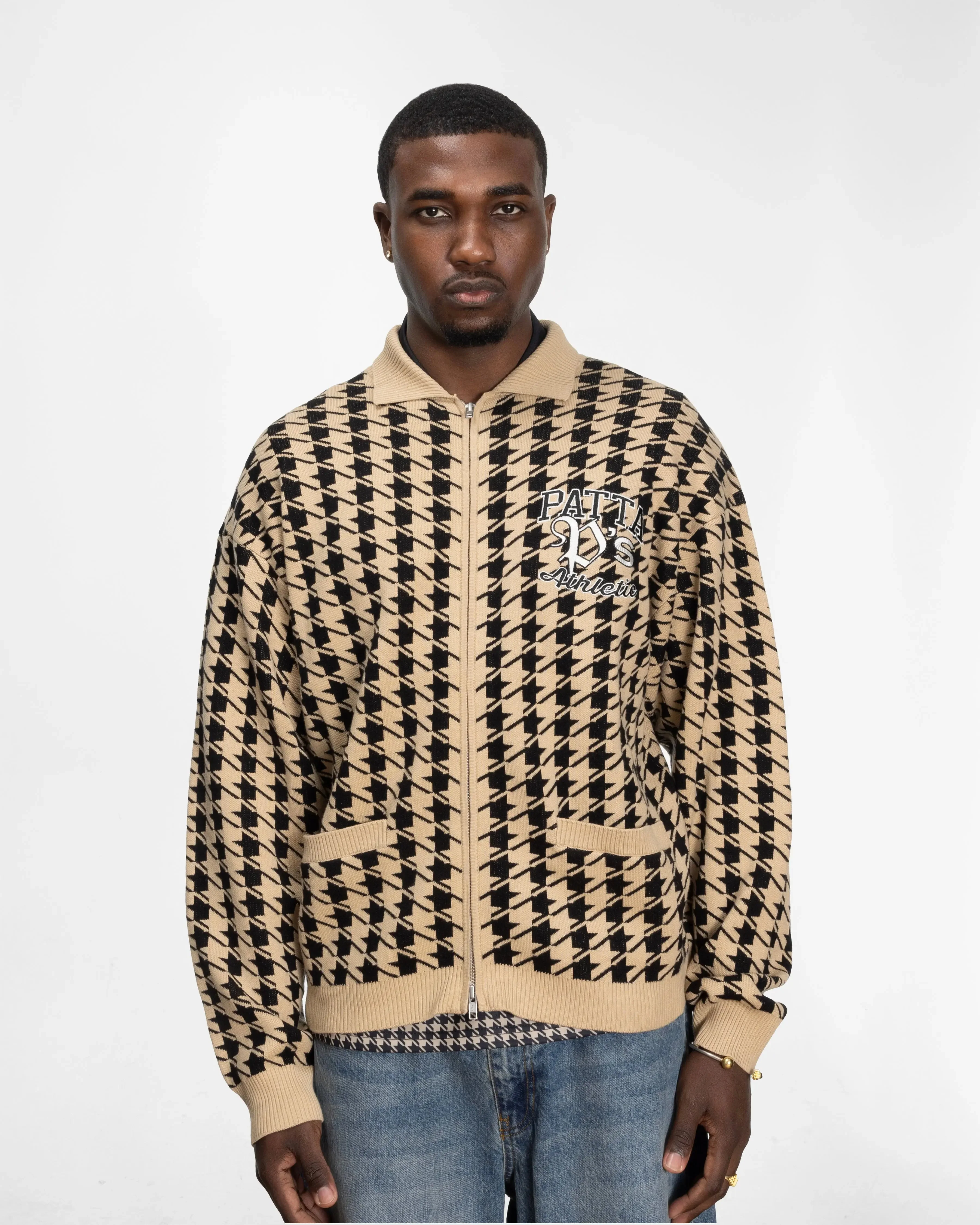 Patta Houndstooth Cardigan (Irish Cream) - Image 3