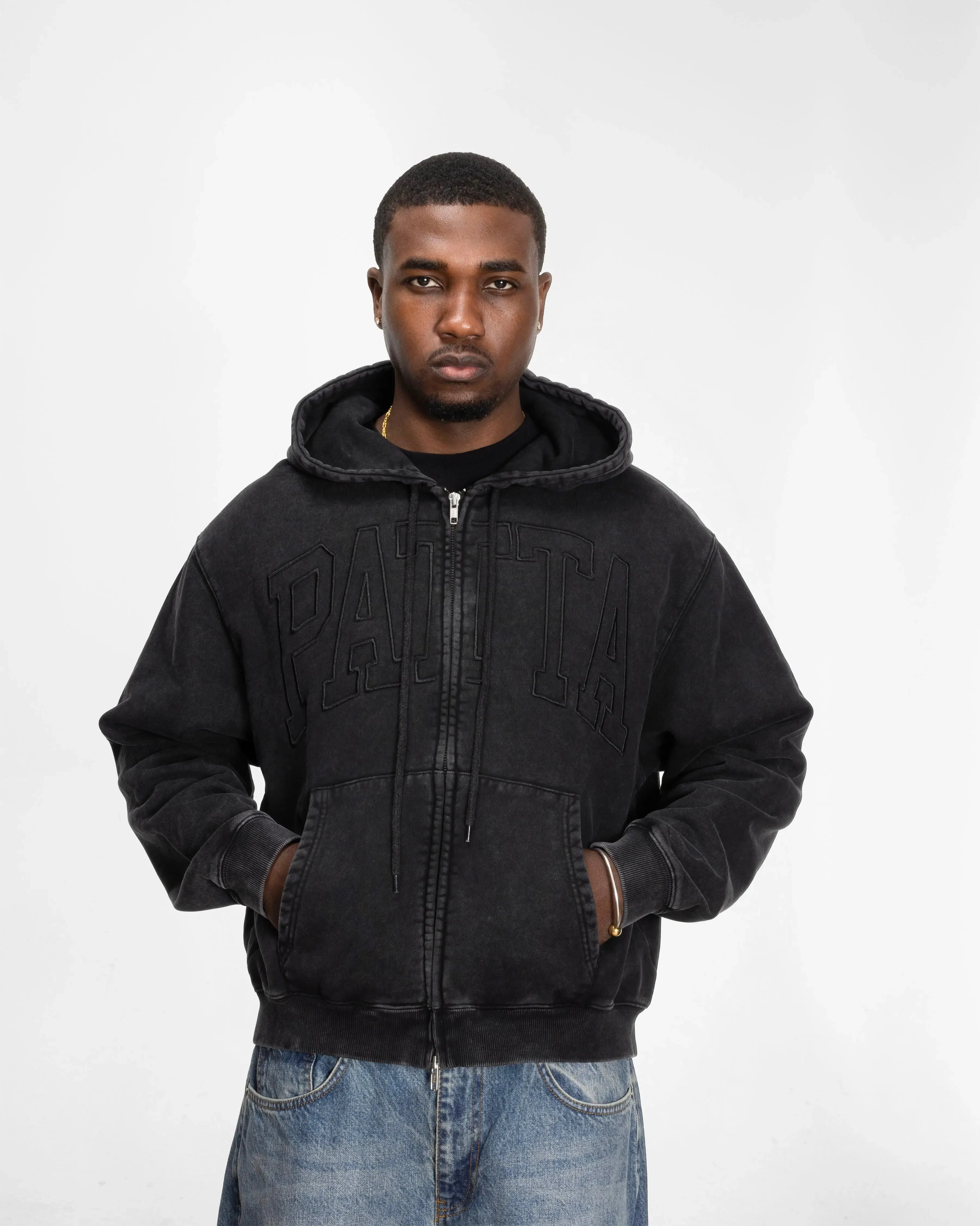 Patta Loopback Logo Zip Hooded Sweater (Moonless Night) - Image 3