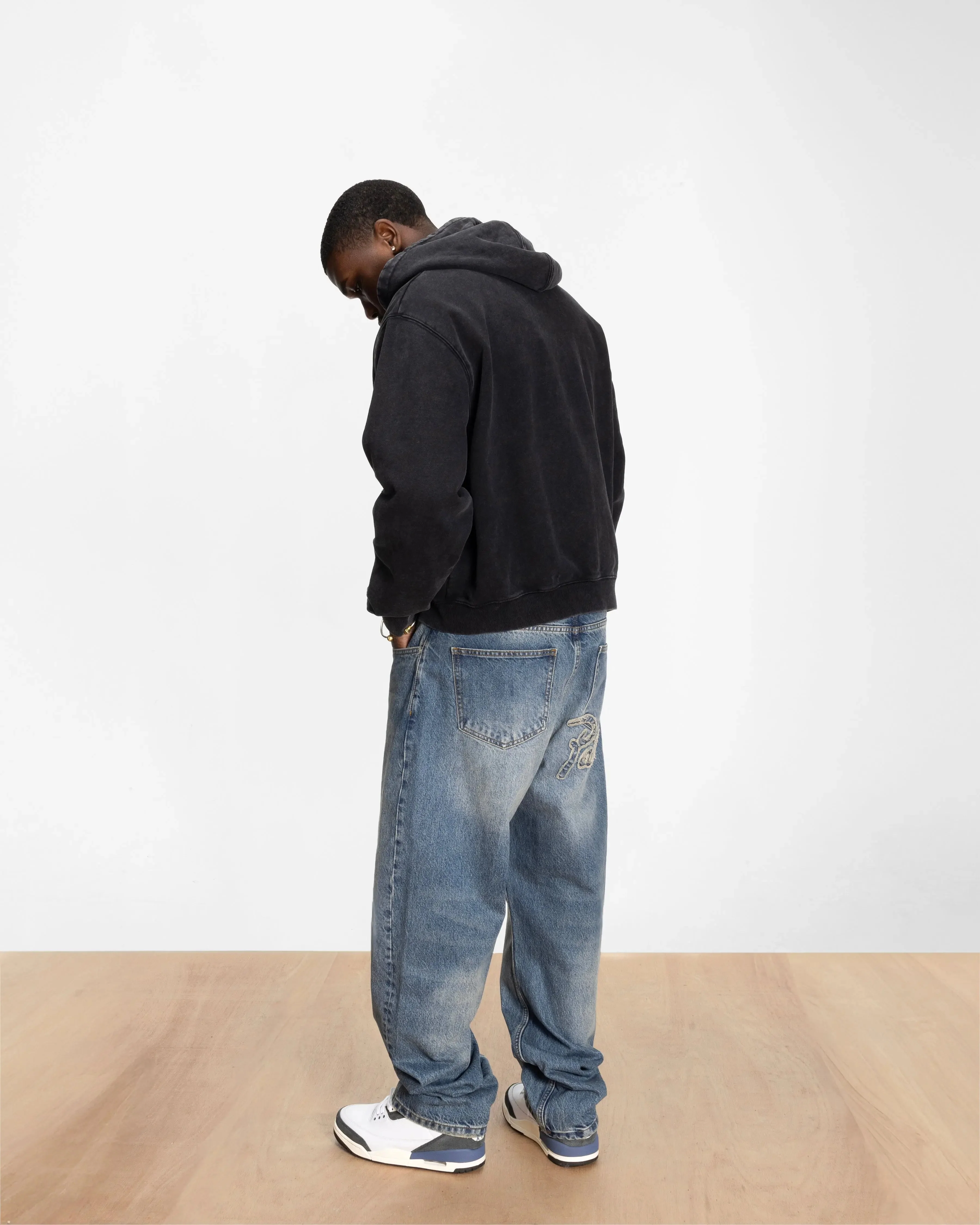 Patta Loopback Logo Zip Hooded Sweater (Moonless Night) - Image 4